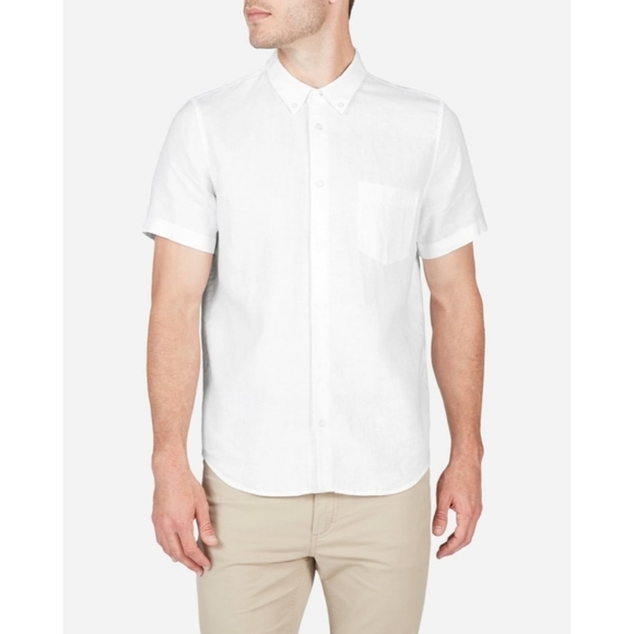 Everlane Shirt Men White Linen Short Sleeve Slim Fit Button Down - Picture 1 of 14